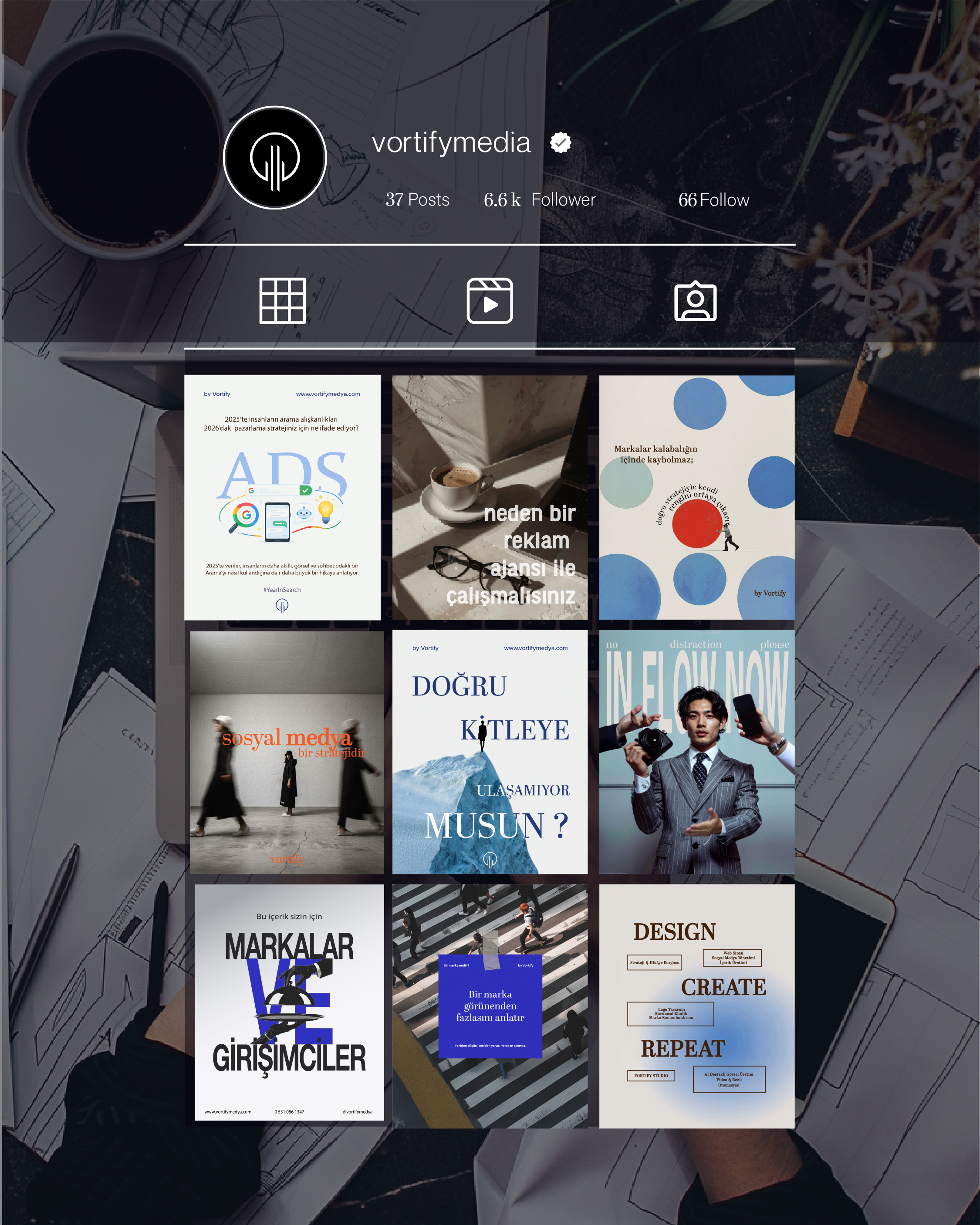 Vortify Media sosyal medya ve carousel tasarımı — Beraanur Şahin